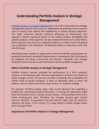 Understanding Portfolio Analysis in Strategic Management