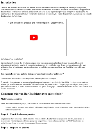 “Comment créer un Bar Extérieur avec palette bois?”