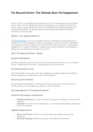 Far Beyond Driven The Ultimate Burn Fat Supplement