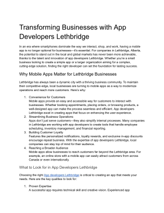 App Developers In Lethbridge