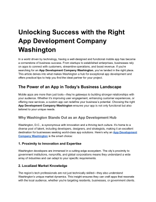 App Development Company In Washington