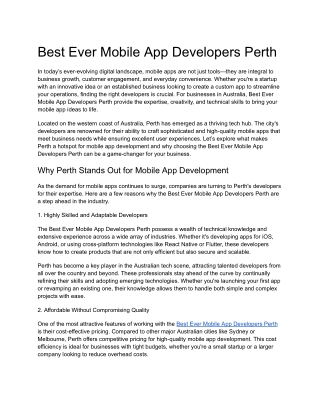 Best Ever Mobile App Developers In Perth