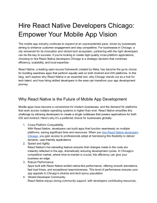 Hire react native developers In Chicago