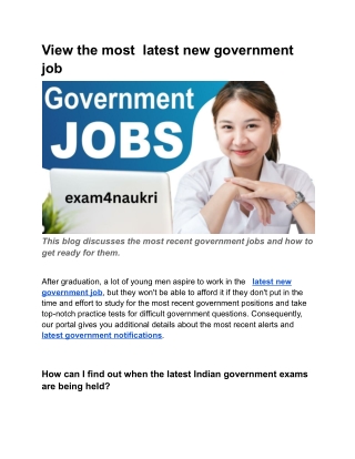 View the most  latest new government job (2)
