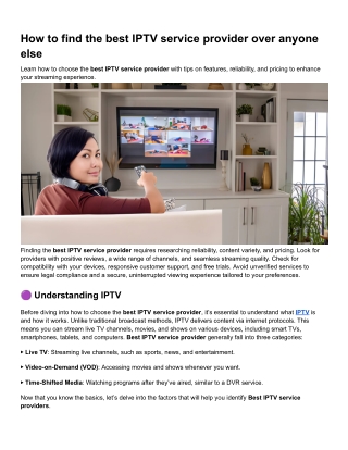 How to find the best IPTV service provider over anyone else