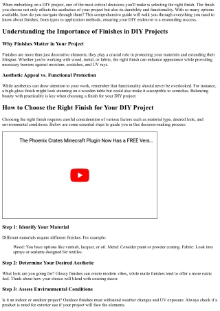 “How to Choose the Right Finish for Your DIY Project”