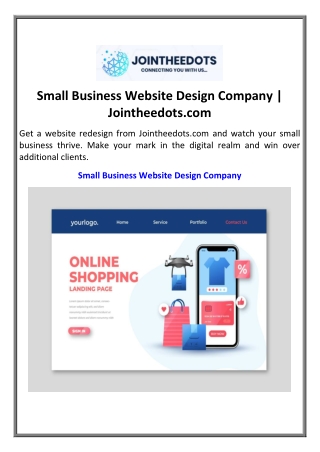 Small Business Website Design Company | Jointheedots.com