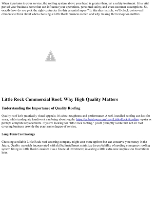Little Rock Commercial Roofer: Locating the Right Fit for Your Company