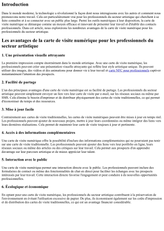 Les avantages de la carte de visite numérique pour les professionnels du secteur