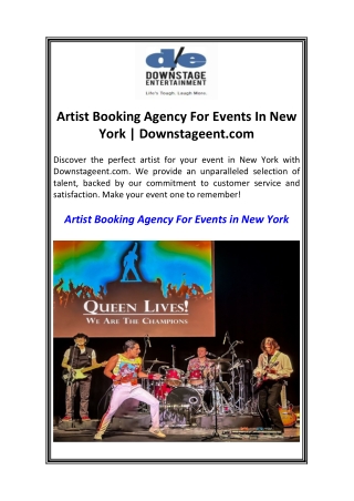 Artist Booking Agency For Events In New York  Downstageent.com