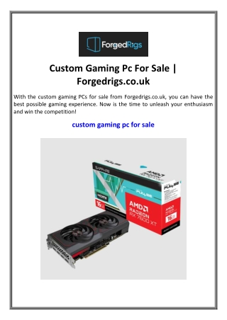 Custom Gaming Pc For Sale | Forgedrigs.co.uk
