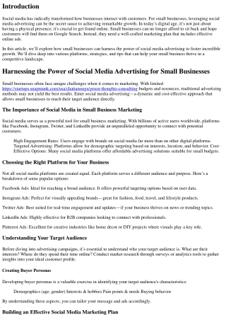 Harnessing the Power of Social Media Advertising for Small Businesses