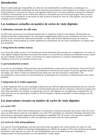 Les tendances et innovations en matière de cartes de visite digitales