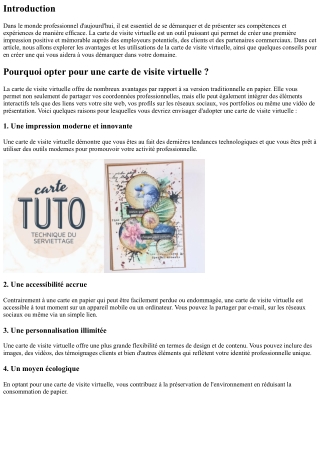 La carte de visite virtuelle : un moyen efficace de présenter vos compétences et