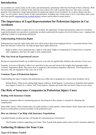 The Importance of Legal Representation for Pedestrian Injuries in Car Accidents