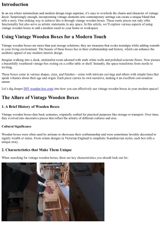 “Using Vintage Wooden Boxes for a Modern Touch”