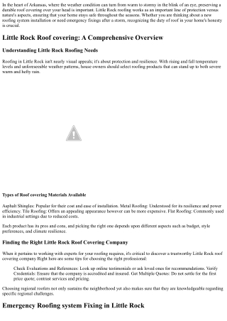 Little Rock Roof Covering: Keeping Your Home Safe With the Seasons