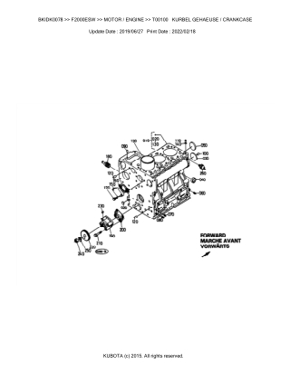Kubota F2000ESW Front Mower Parts Catalogue Manual Instant Download