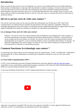 La technologie derrière la carte de visite sans contact