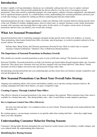 “How Seasonal Promotions Can Boost Your Overall Sales Strategy”