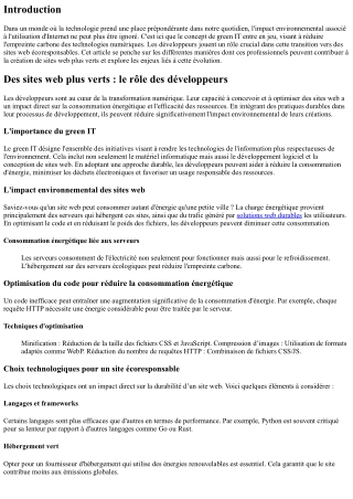 Des sites web plus verts : le rôle des développeurs