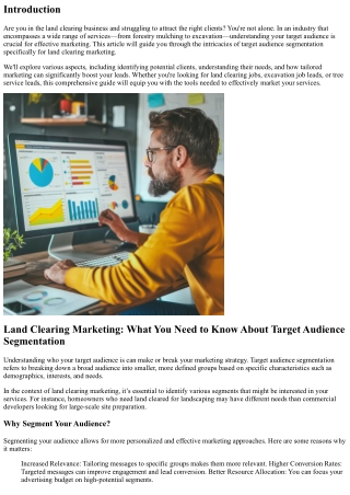 Land Clearing Marketing: What You Need to Know About Target Audience Segmentatio