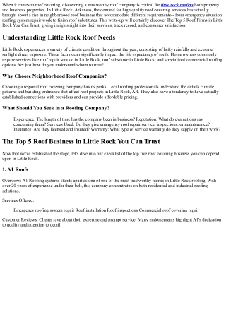 The Top 5 Roof Covering Companies in Little Rock You Can Trust
