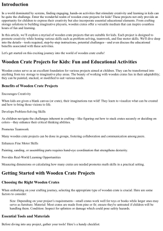Wooden Crate Projects for Kids: Fun and Educational Activities