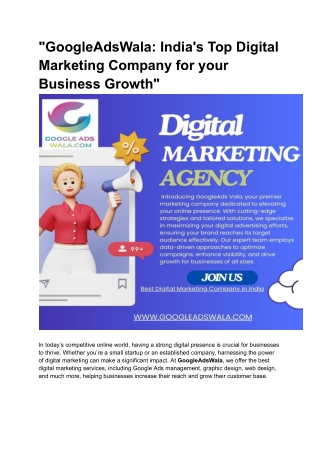 "GoogleAdsWala: India's Top Digital Marketing Company for your Business Growth"