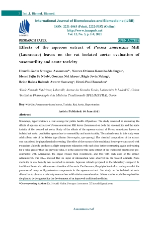 Effects of the aqueous extract of Persea americana Mill (Lauraceae) leaves