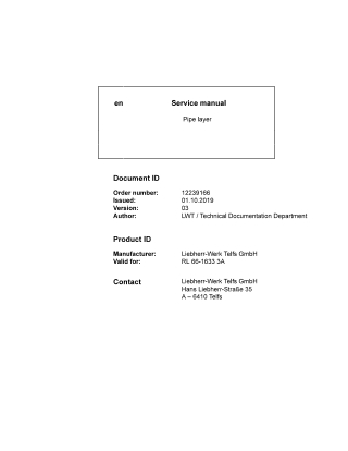 LIEBHERR RL 66-1633 3A Pipe Layer Service Repair Manual Instant Download