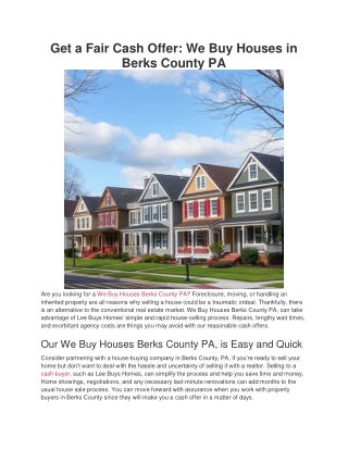 Get a Fair Cash Offer_ We Buy Houses in Berks County PA