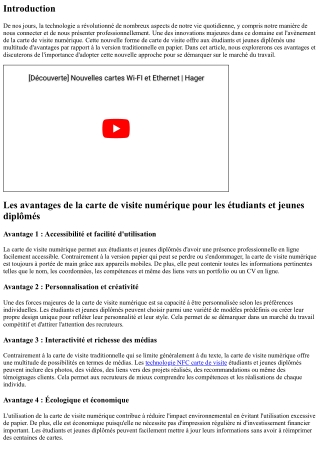 Les avantages de la carte de visite numérique pour les étudiants et jeunes diplô