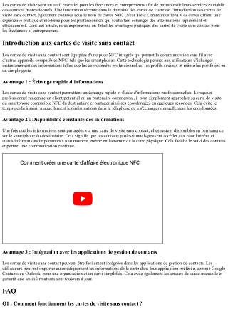 Les avantages pratiques des cartes de visite sans contact pour les freelances et