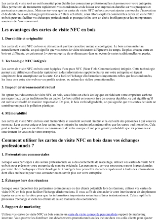 Comment les cartes de visite NFC en bois peuvent faciliter vos échanges professi