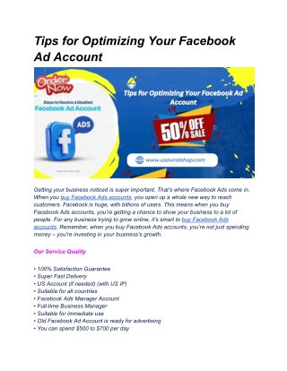 Tips for Optimizing Your Facebook Ad Account