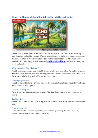 Discover Affordable Land for Sale in Florida Opportunities