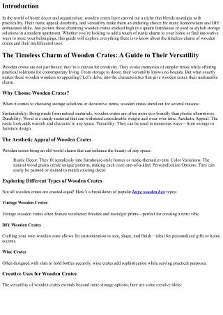 The Timeless Charm of Wooden Crates: A Guide to Their Versatility