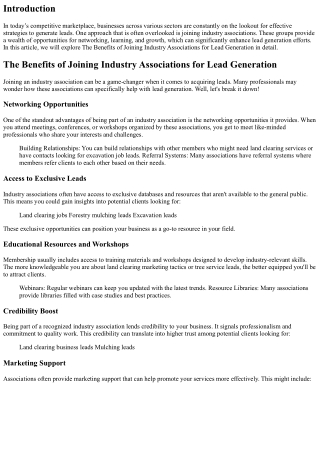 The Benefits of Joining Industry Associations for Lead Generation