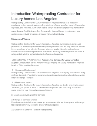 Waterproofing Contractor for Luxury homes Los Angeles