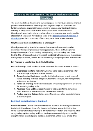 Unlocking Market Mastery_ Top Stock Market Institutes in Chandigarh