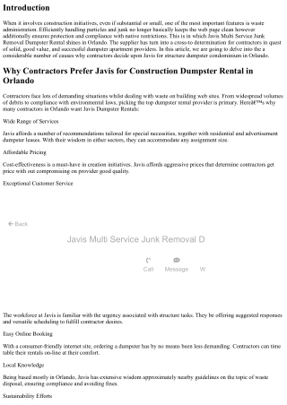 Why Contractors Prefer Javis for Construction Dumpster Rental in Orlando