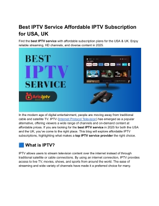 Best IPTV Service _ Affordable IPTV Subscription for USA, UK, EUROPE