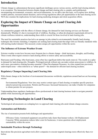 Exploring the Impact of Climate Change on Land Clearing Job Opportunities