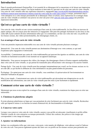 Créez une première impression mémorable avec une carte de visite virtuelle