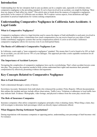 Understanding Comparative Negligence in California Auto Accidents: A Legal Guide