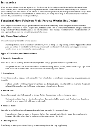 “Functional Meets Fabulous: Multi-Purpose Wooden Box Designs”
