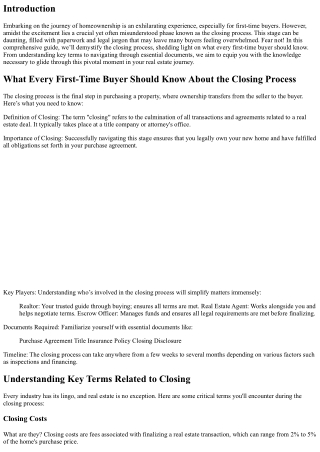 “What Every First-Time Buyer Should Know About the Closing Process”