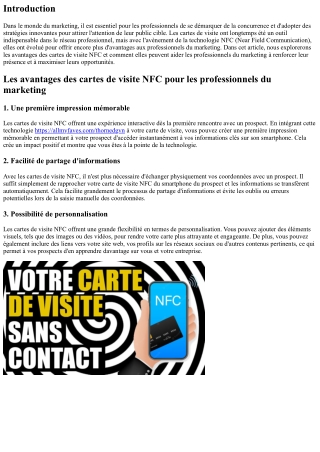 Les avantages des cartes de visite NFC pour les professionnels du marketing