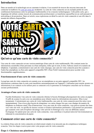 Carte de Visite Connectée: Le Pont entre Tradition et Modernité